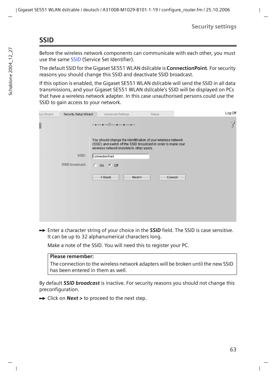 Ssid | Siemens gigaset SE551 User Manual | Page 65 / 175