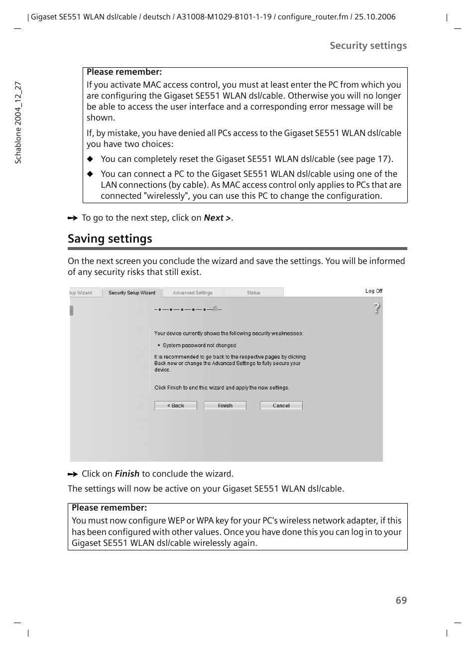 Saving settings | Siemens gigaset SE551 User Manual | Page 71 / 175