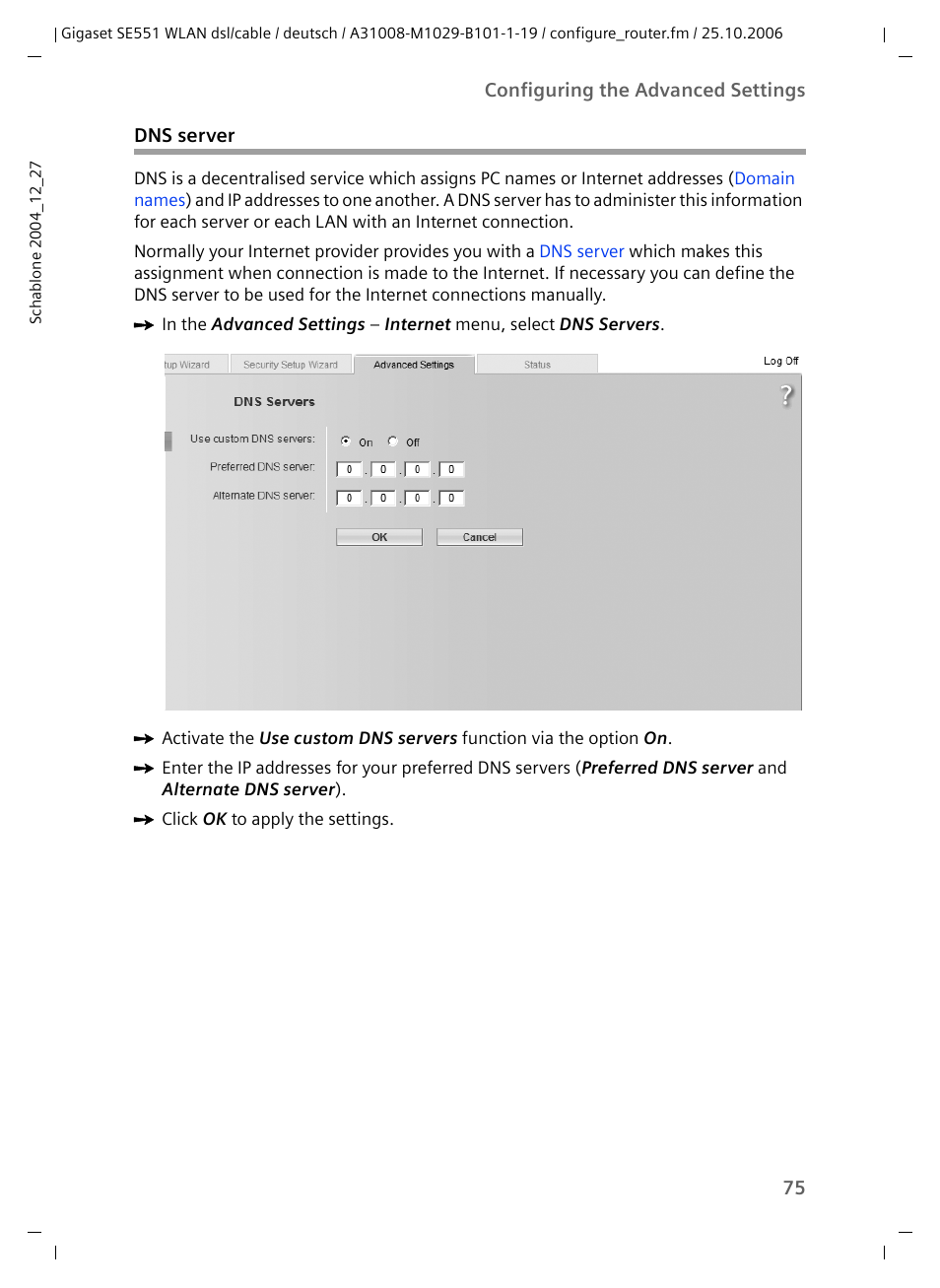 Dns server | Siemens gigaset SE551 User Manual | Page 77 / 175