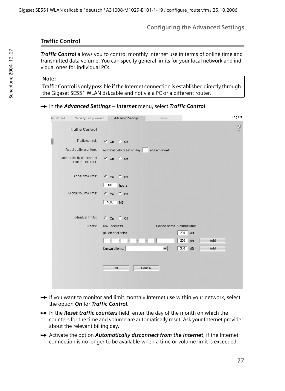 Traffic control | Siemens gigaset SE551 User Manual | Page 79 / 175