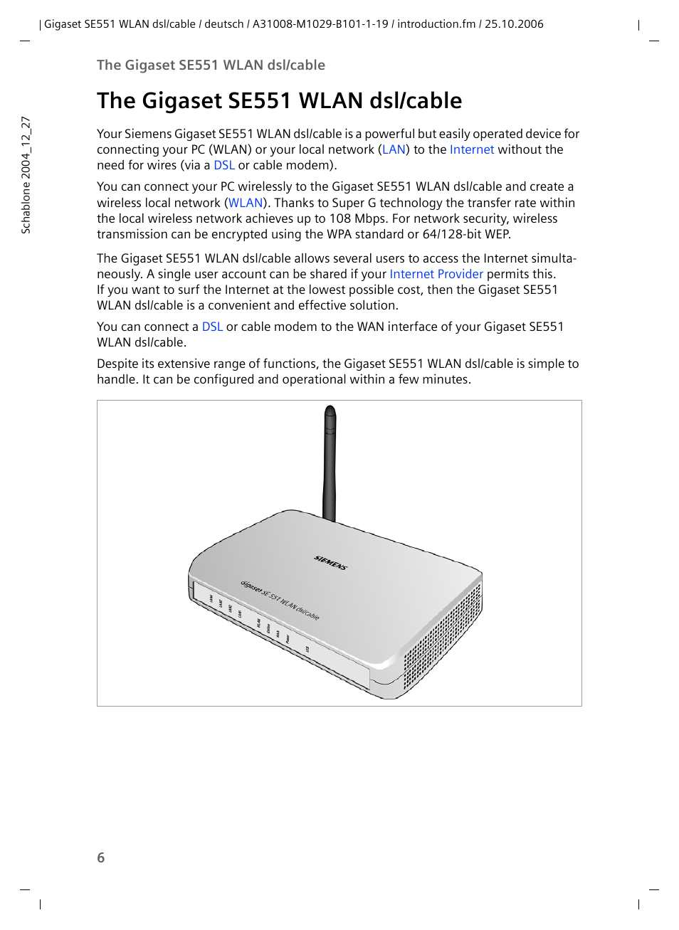 The gigaset se551 wlan dsl/cable | Siemens gigaset SE551 User Manual | Page 8 / 175