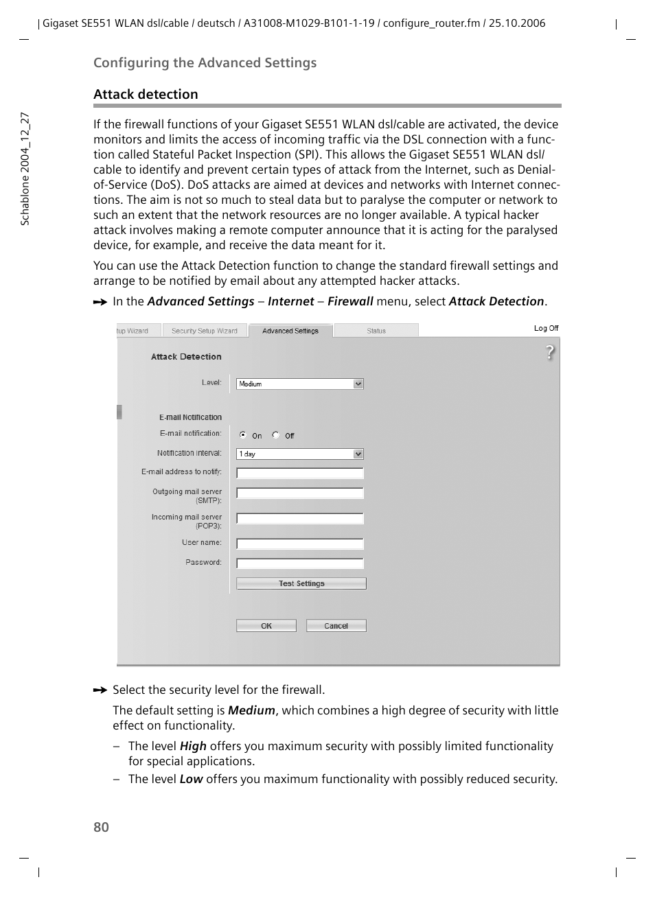 Attack detection | Siemens gigaset SE551 User Manual | Page 82 / 175