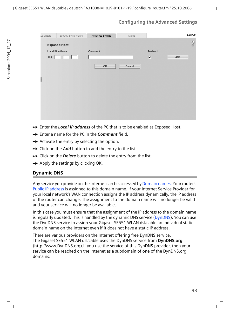 Dynamic dns | Siemens gigaset SE551 User Manual | Page 95 / 175