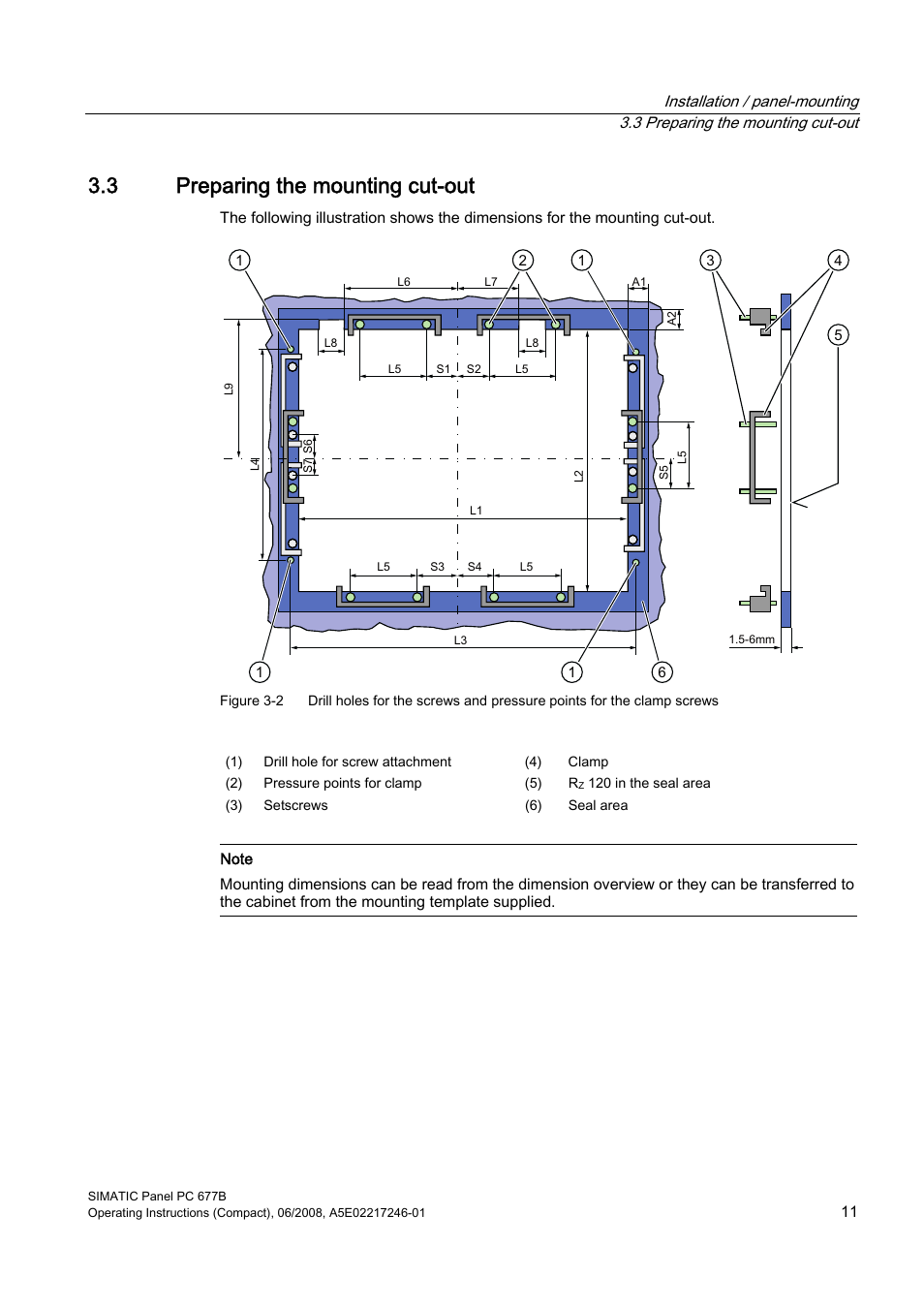 3 preparing the mounting cut-out | Siemens Industrial PC Simatic Panel PC 677B User Manual | Page 11 / 32