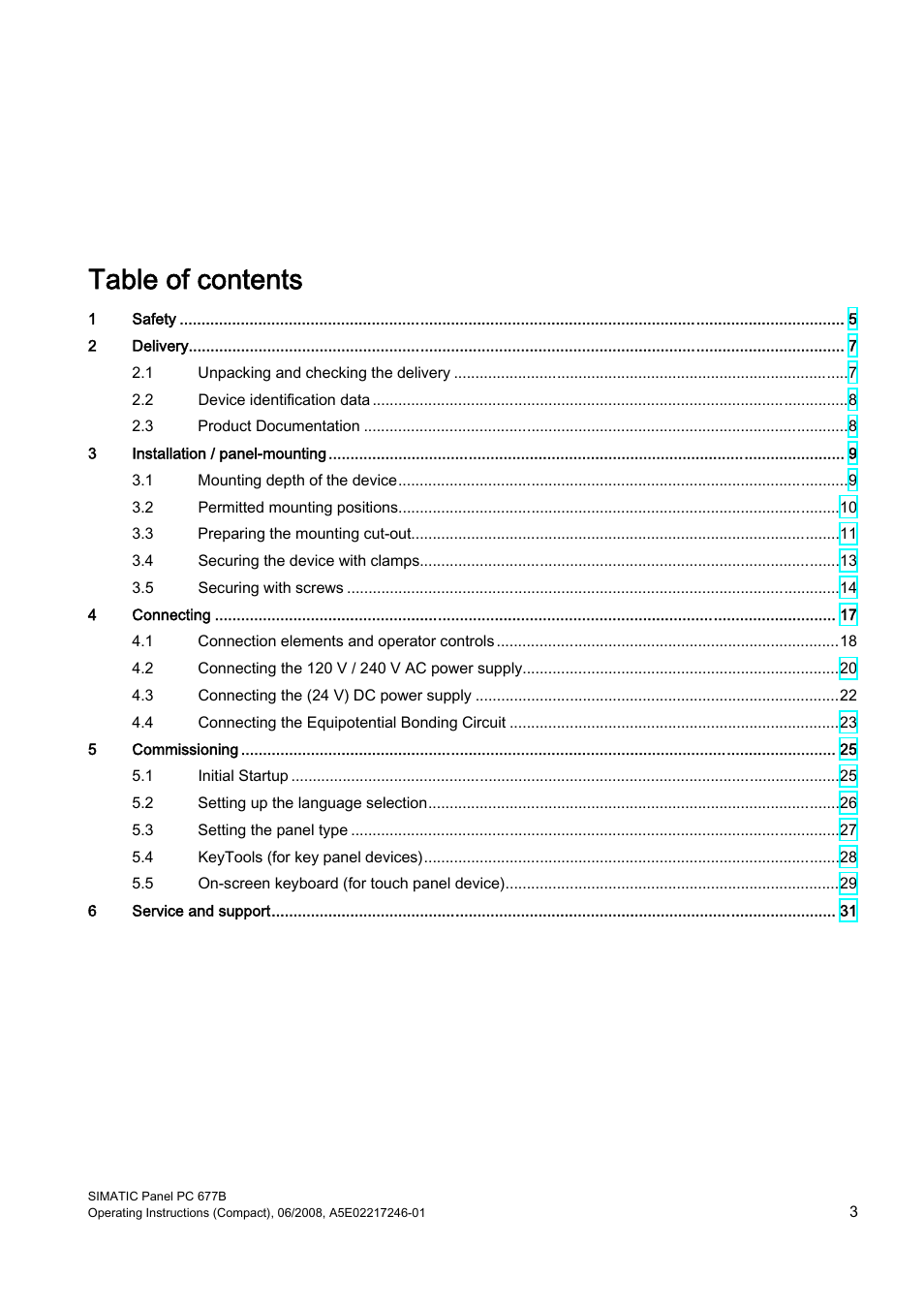 Siemens Industrial PC Simatic Panel PC 677B User Manual | Page 3 / 32