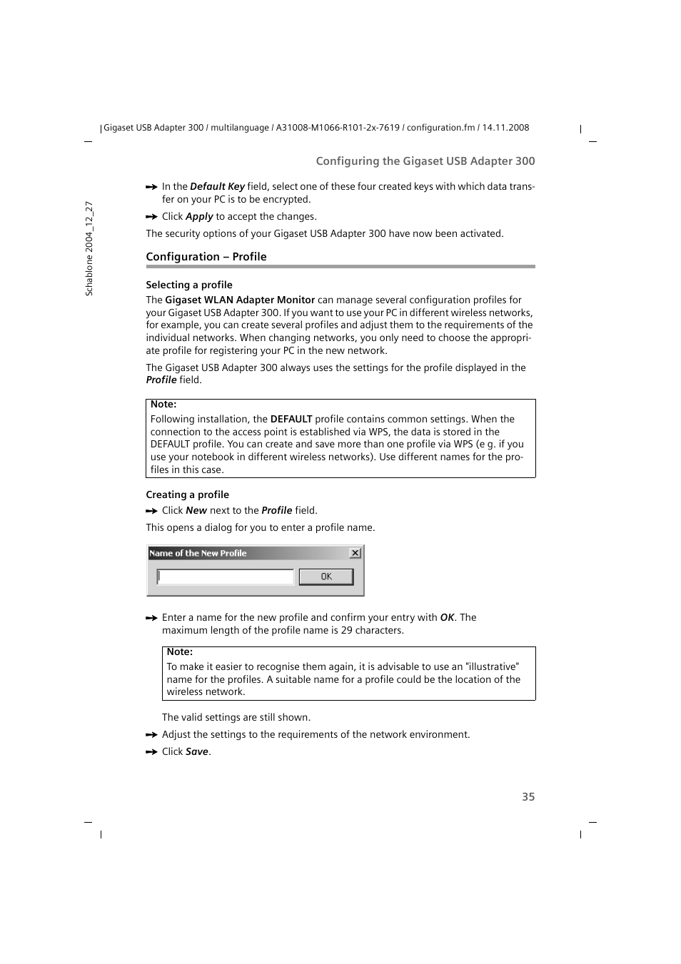 Configuration - profile, Configuration – profile | Siemens 300 User Manual | Page 35 / 64