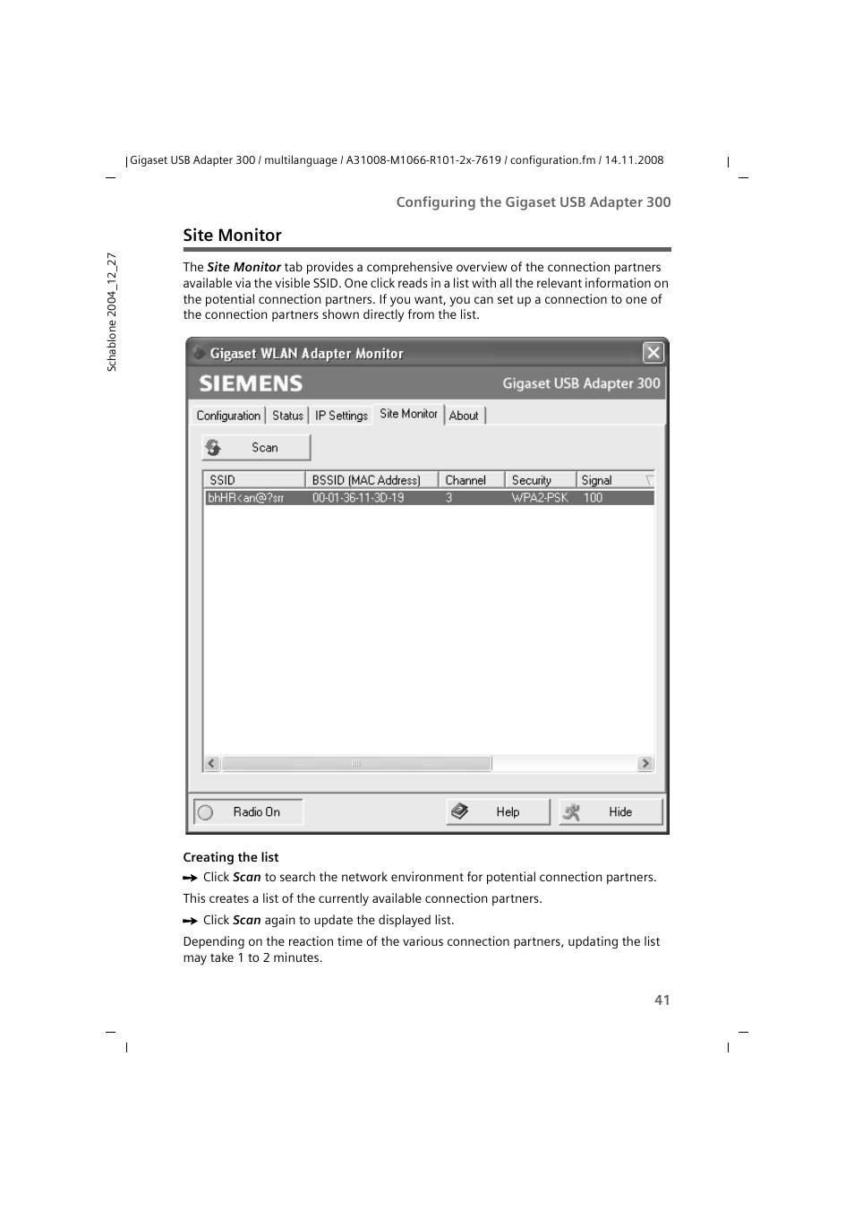 Site monitor | Siemens 300 User Manual | Page 41 / 64