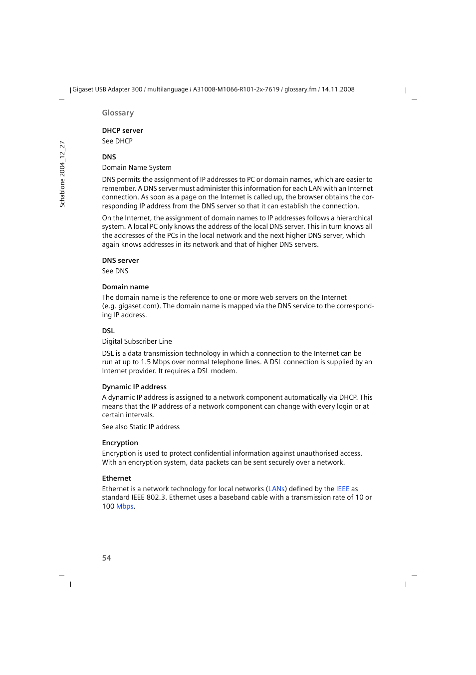 Ting, Encryption | Siemens 300 User Manual | Page 54 / 64