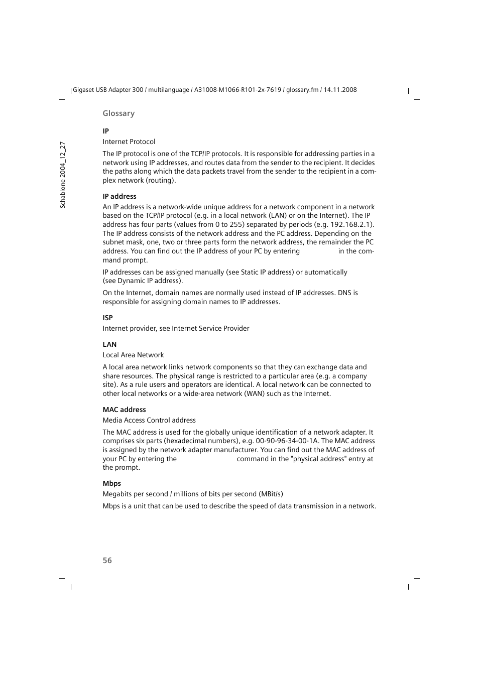 Mbps | Siemens 300 User Manual | Page 56 / 64