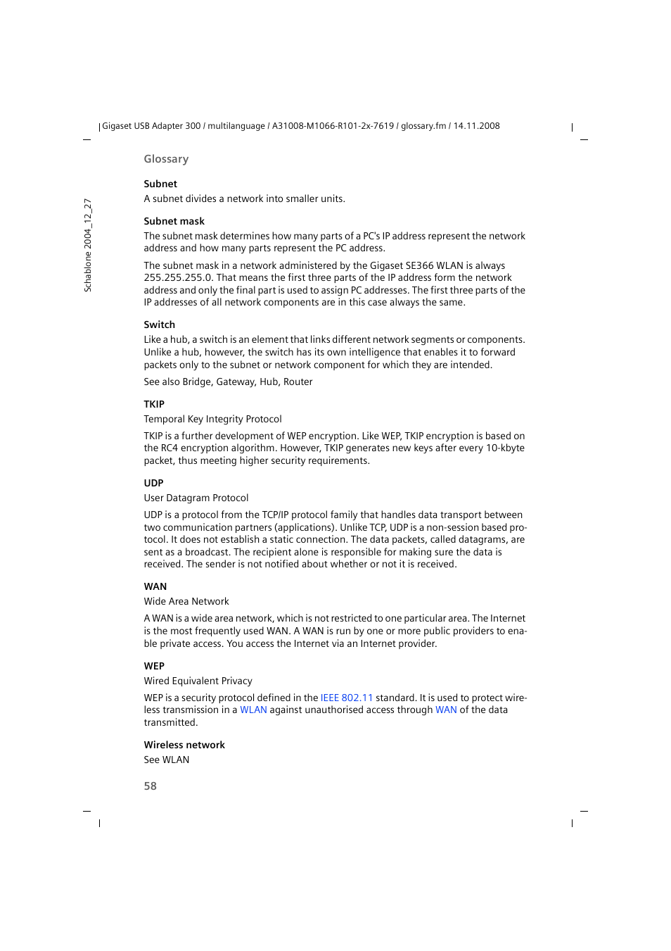 Switch | Siemens 300 User Manual | Page 58 / 64