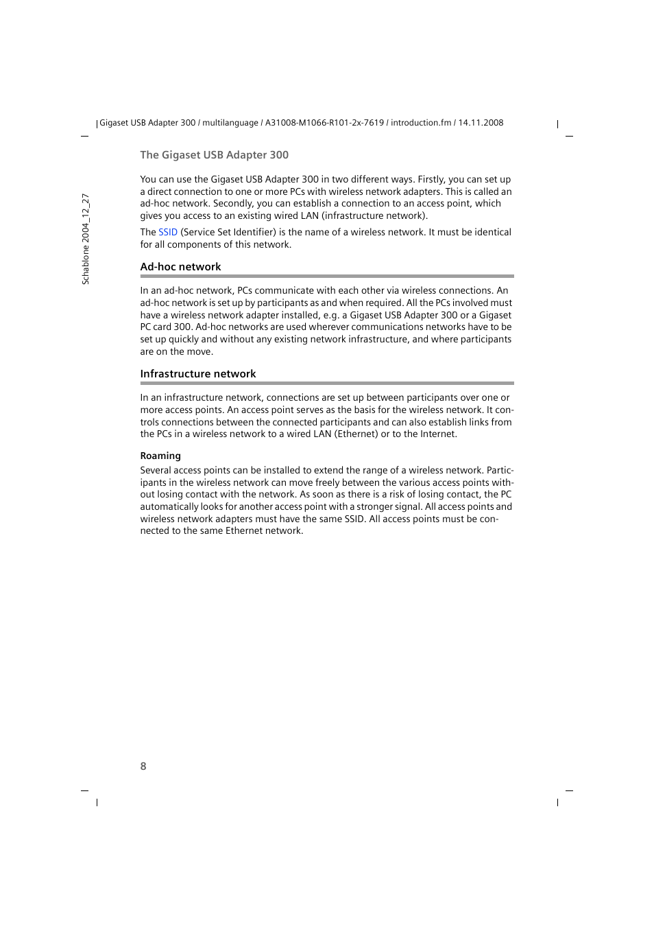 Ad-hoc network, Infrastructure network, Ad-hoc network infrastructure network | Siemens 300 User Manual | Page 8 / 64