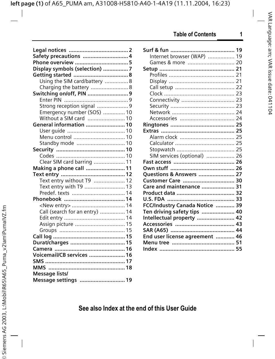 Siemens A65 User Manual | Page 2 / 58