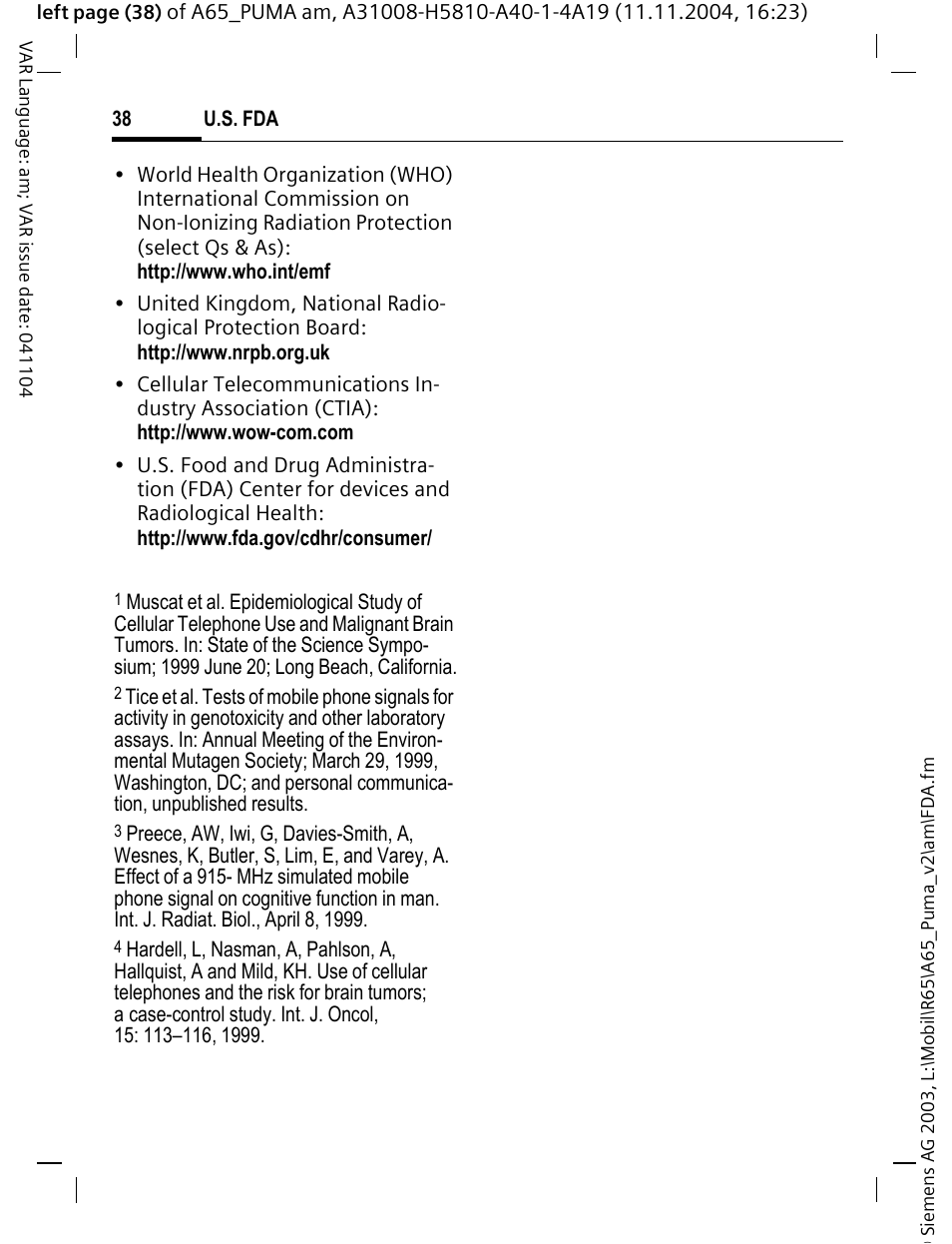 Siemens A65 User Manual | Page 39 / 58