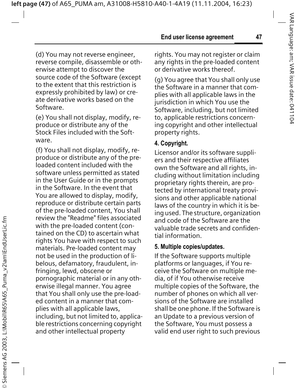 Siemens A65 User Manual | Page 48 / 58