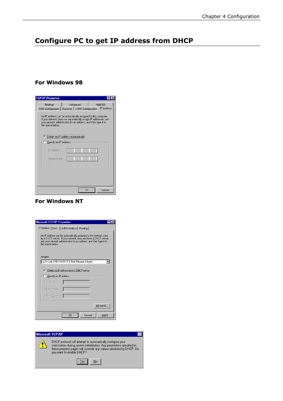 Configure pc to get ip address from dhcp | Siemens ADSL 500 User Manual | Page 43 / 78