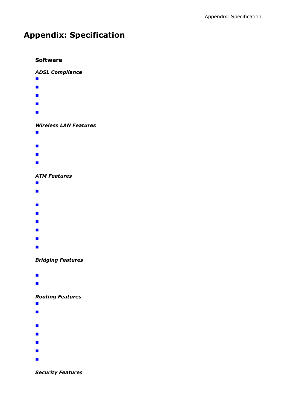 Appendix: specification | Siemens ADSL 500 User Manual | Page 77 / 78