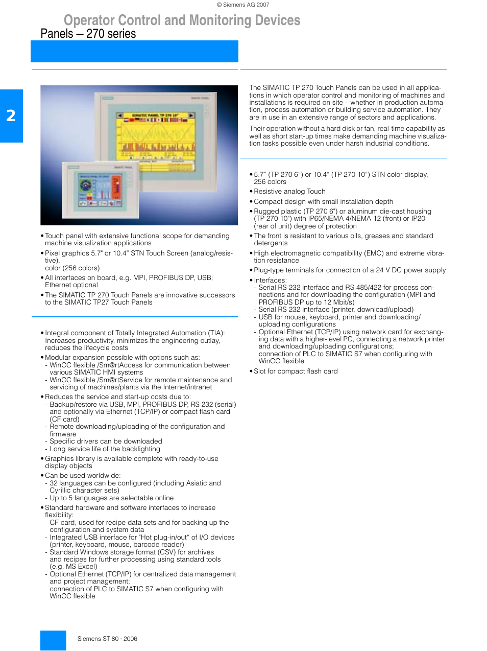 Siemens Operating Control and Monitoring Devices 270 User Manual | 16 pages