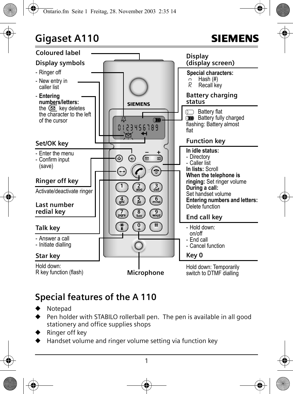 Siemens A110 User Manual | 16 pages