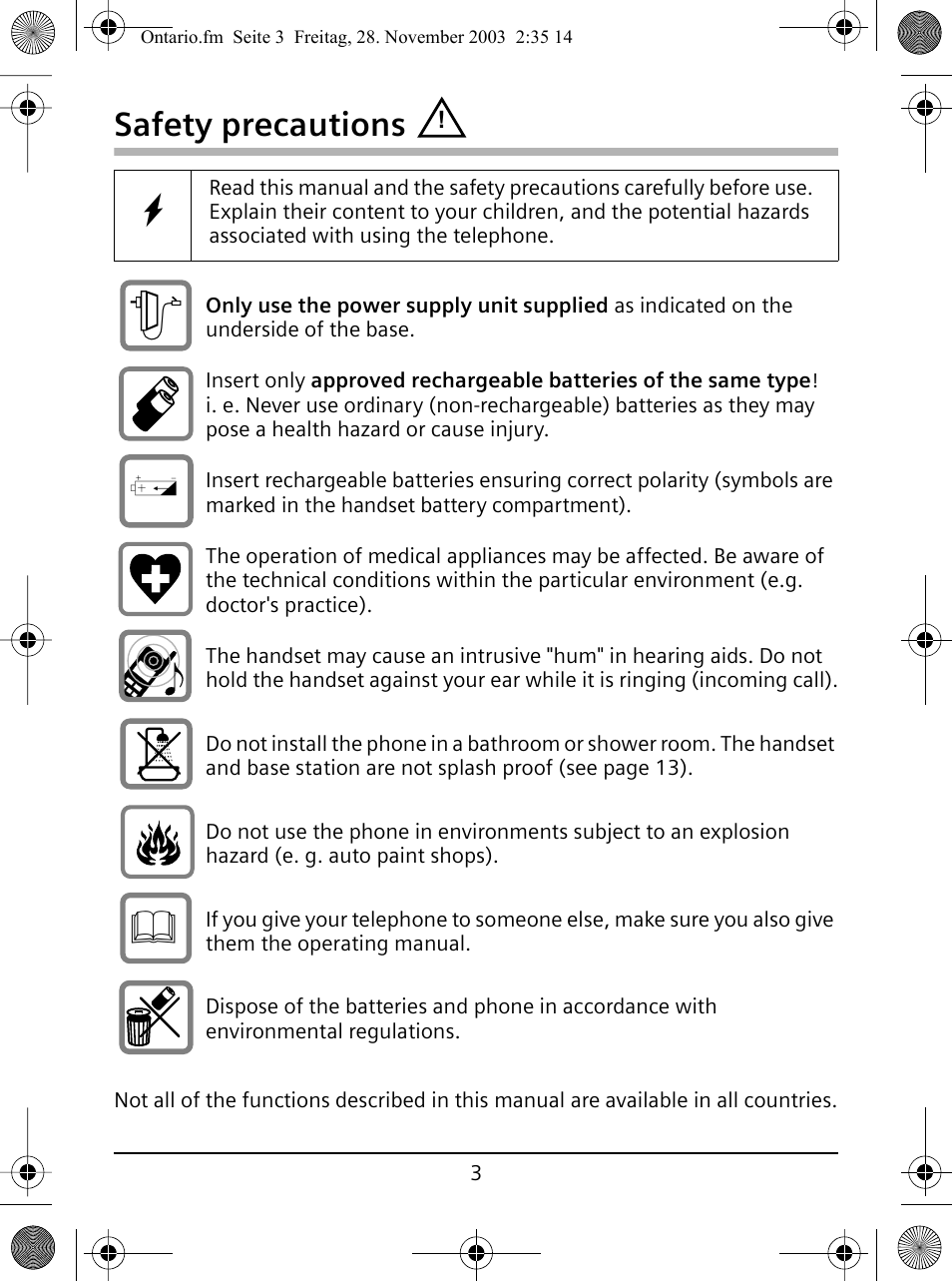 Safety precautions | Siemens A110 User Manual | Page 3 / 16