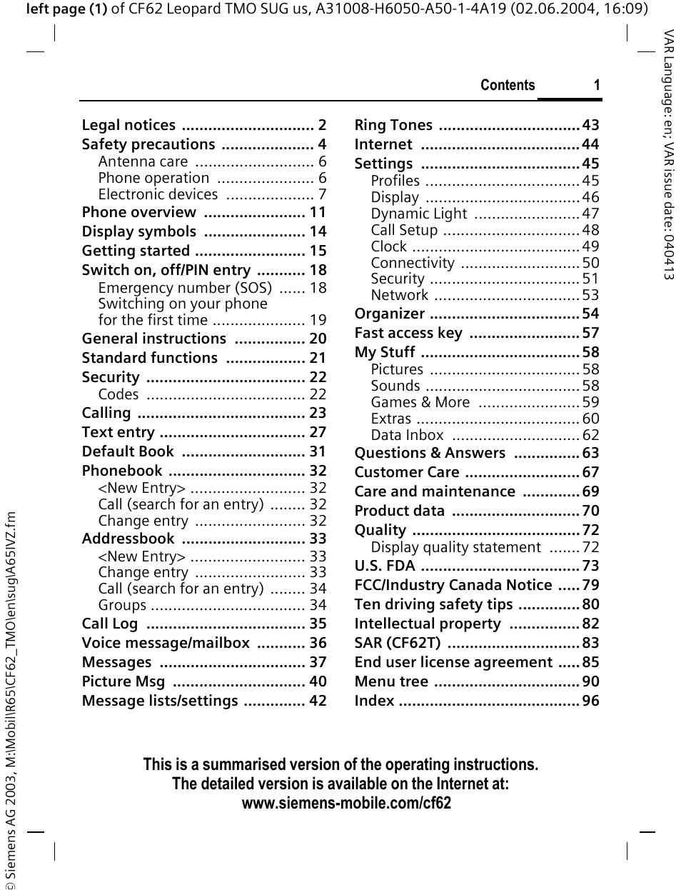 Siemens Mobile User Manual | 99 pages