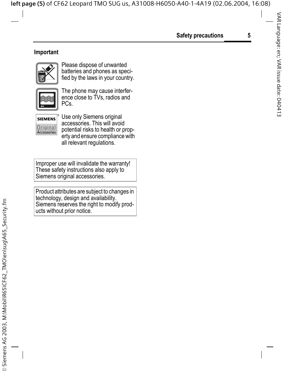 Siemens Mobile User Manual | Page 5 / 99