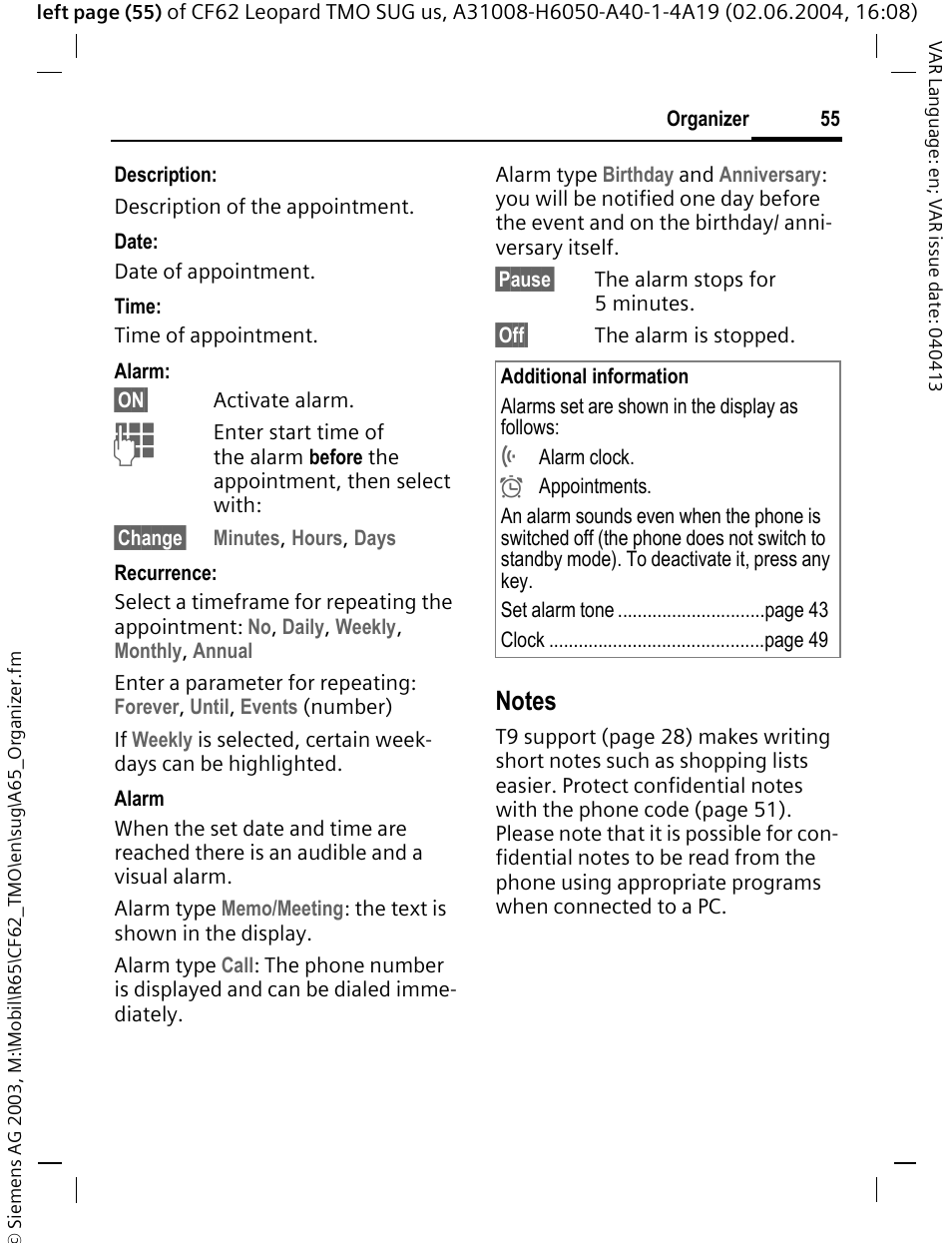 Siemens Mobile User Manual | Page 55 / 99