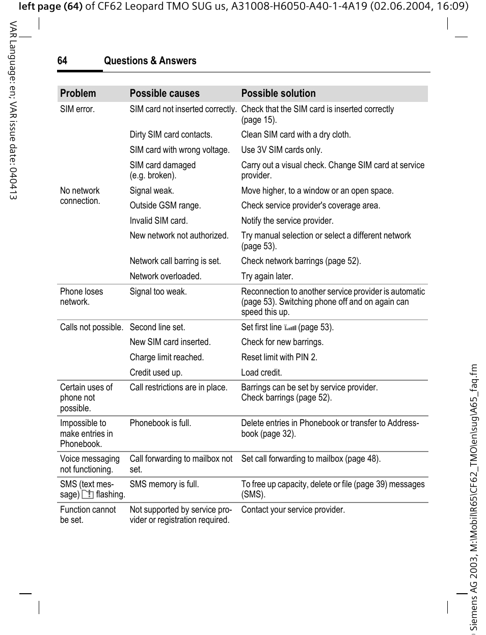 Siemens Mobile User Manual | Page 64 / 99