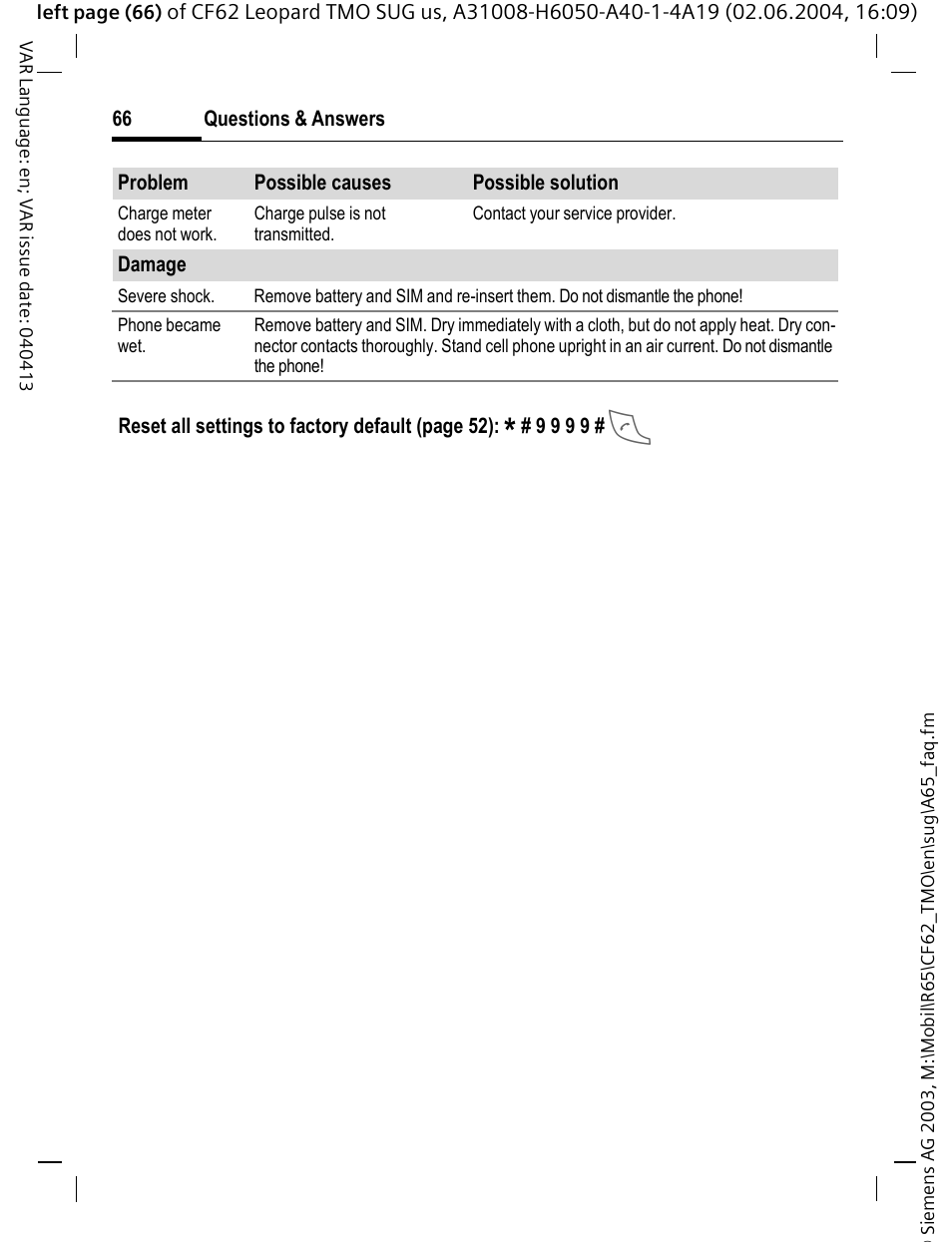 Siemens Mobile User Manual | Page 66 / 99