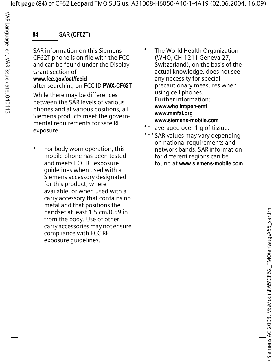 Siemens Mobile User Manual | Page 84 / 99