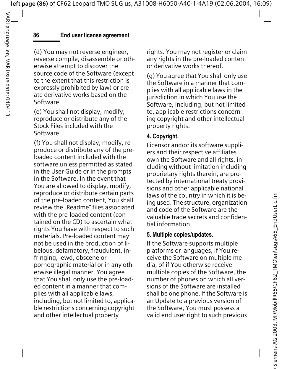 Siemens Mobile User Manual | Page 86 / 99