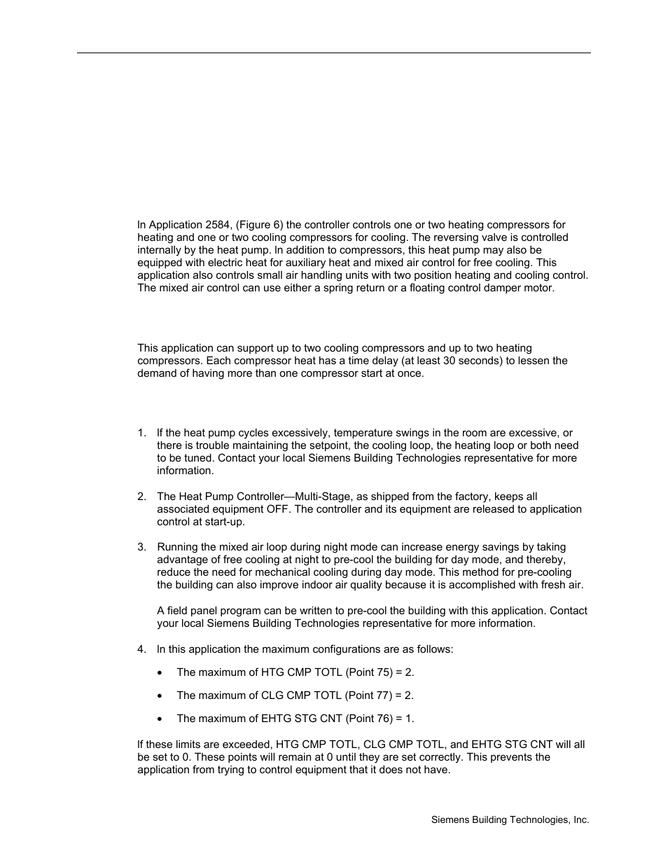 Compressor/electric heat staging | Siemens BACNET 125-699 User Manual | Page 22 / 43