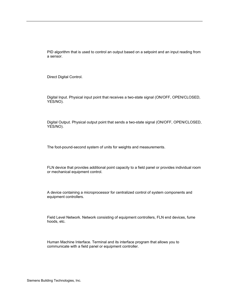 Control loop, English units, Equipment controller | Field panel | Siemens BACNET 125-699 User Manual | Page 39 / 43