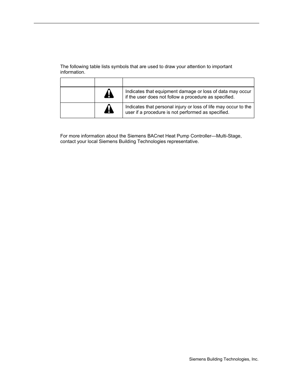 Manual symbols, Getting help | Siemens BACNET 125-699 User Manual | Page 8 / 43