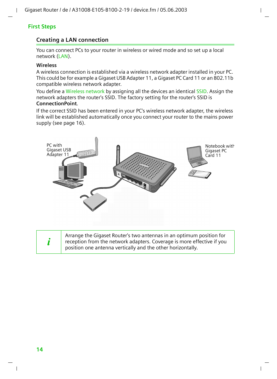 Creating a lan connection | Siemens SE105 User Manual | Page 15 / 115