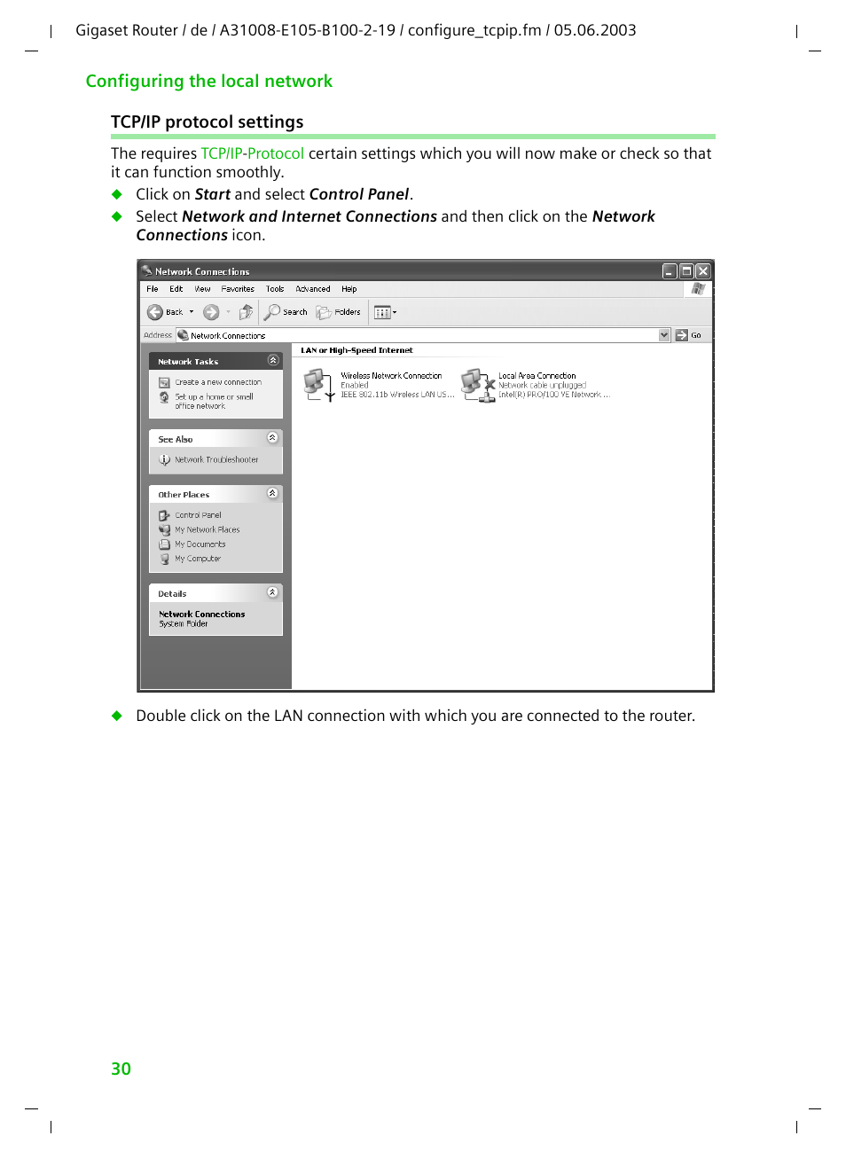 Tcp/ip protocol settings | Siemens SE105 User Manual | Page 31 / 115