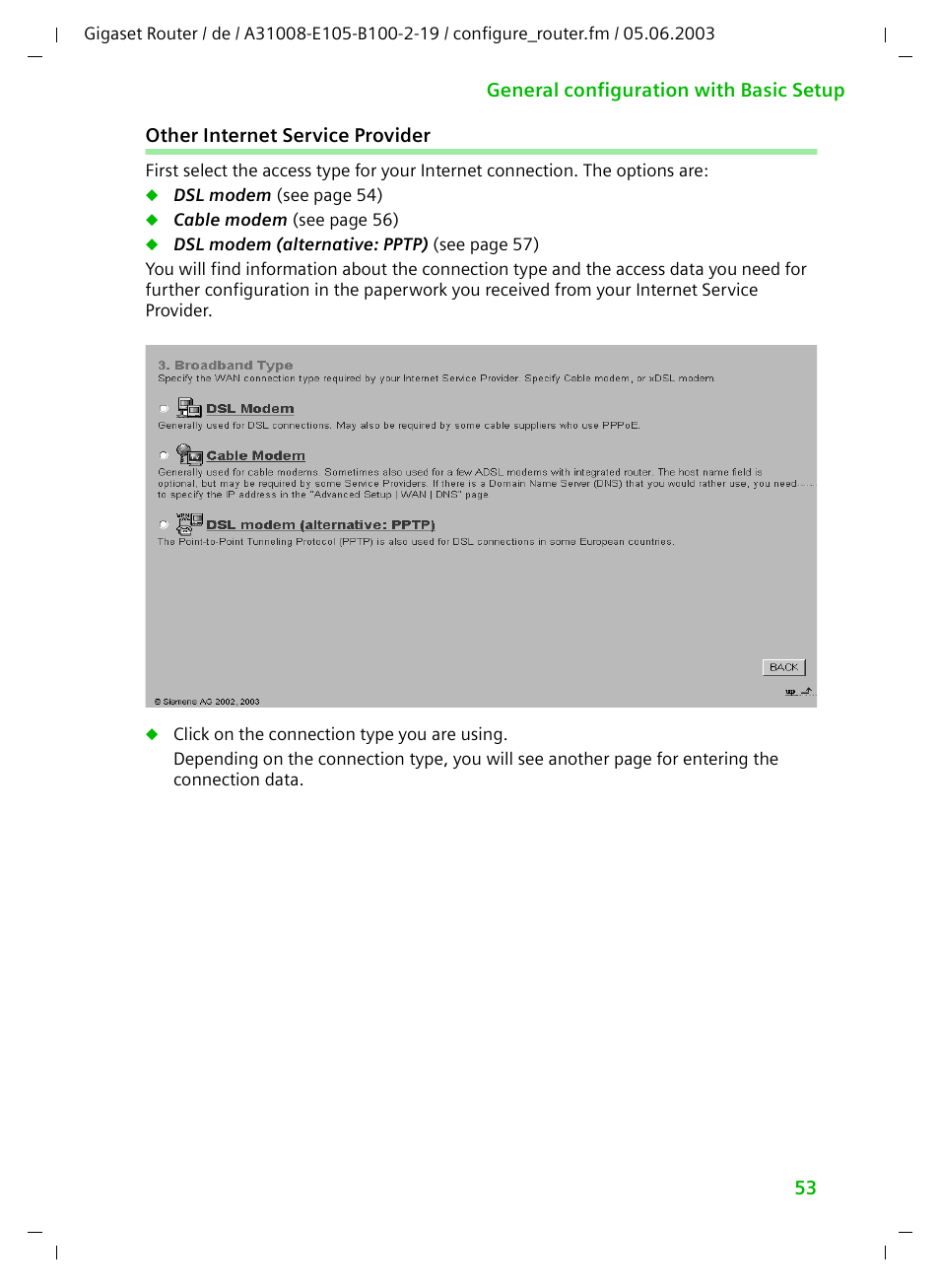 Other internet service provider | Siemens SE105 User Manual | Page 54 / 115