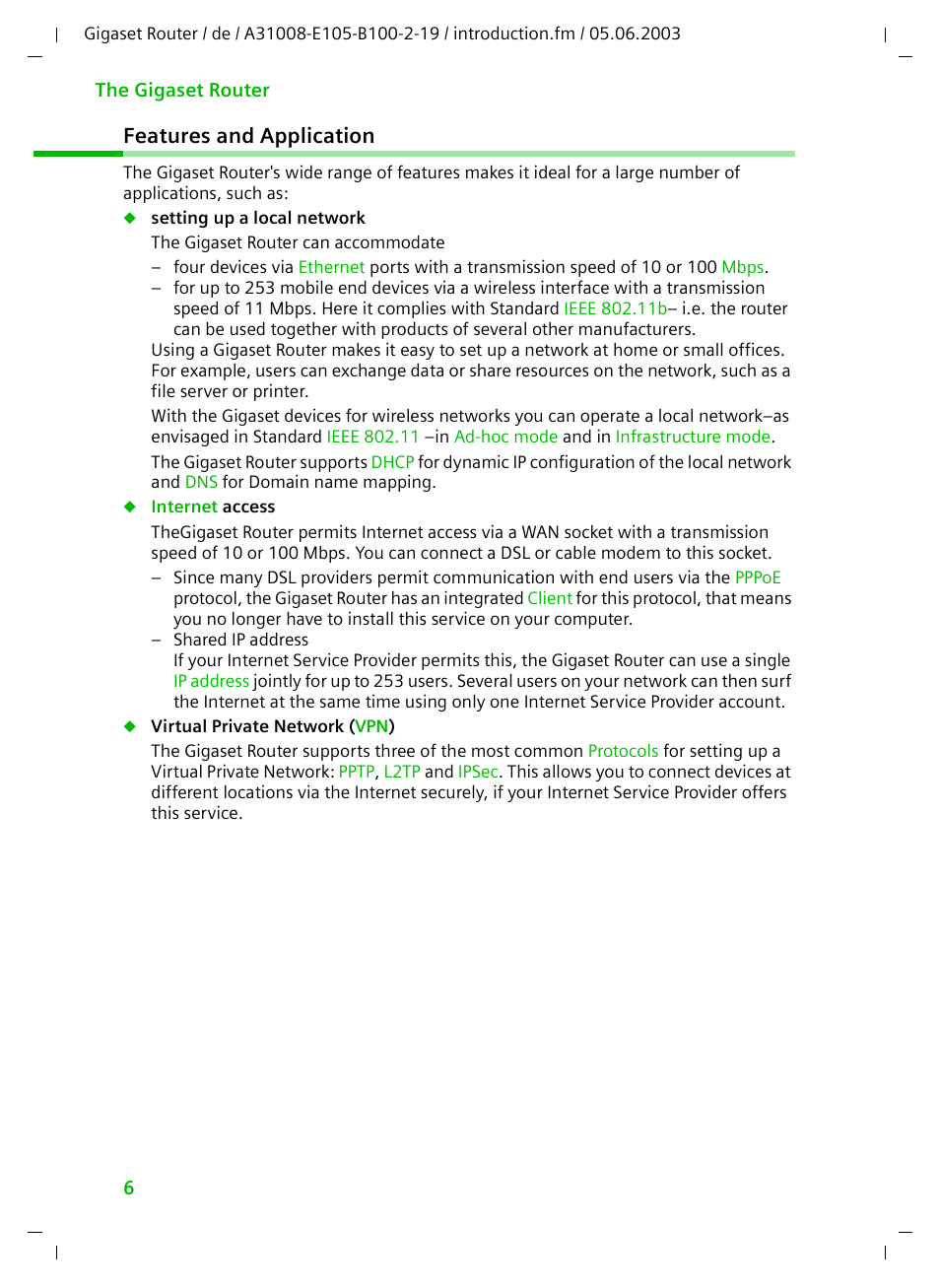 Features and application | Siemens SE105 User Manual | Page 7 / 115