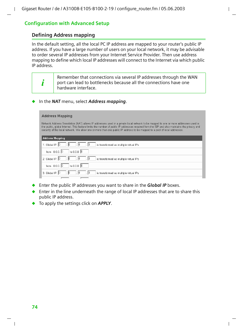 Defining address mapping | Siemens SE105 User Manual | Page 75 / 115