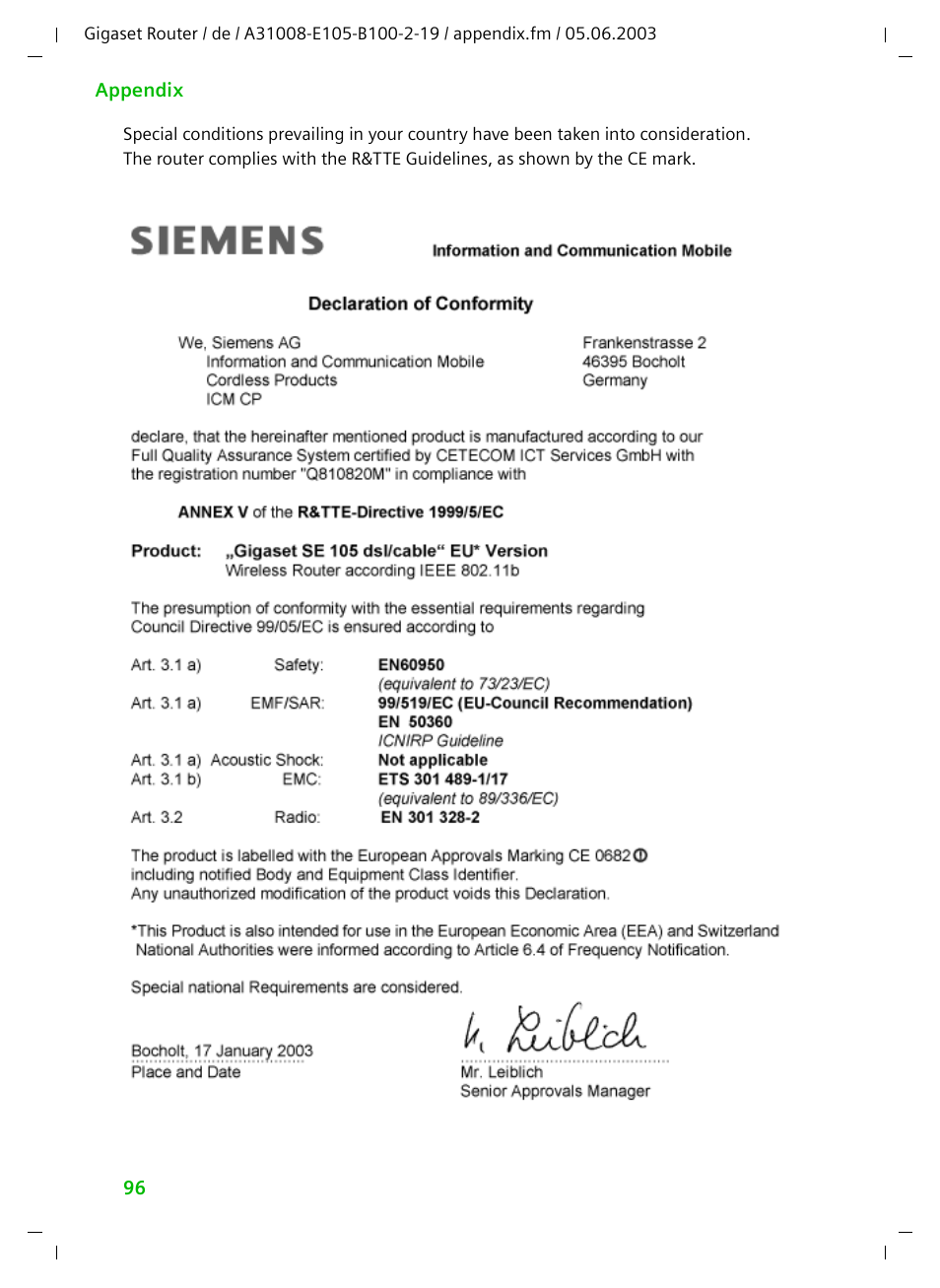 Siemens SE105 User Manual | Page 97 / 115