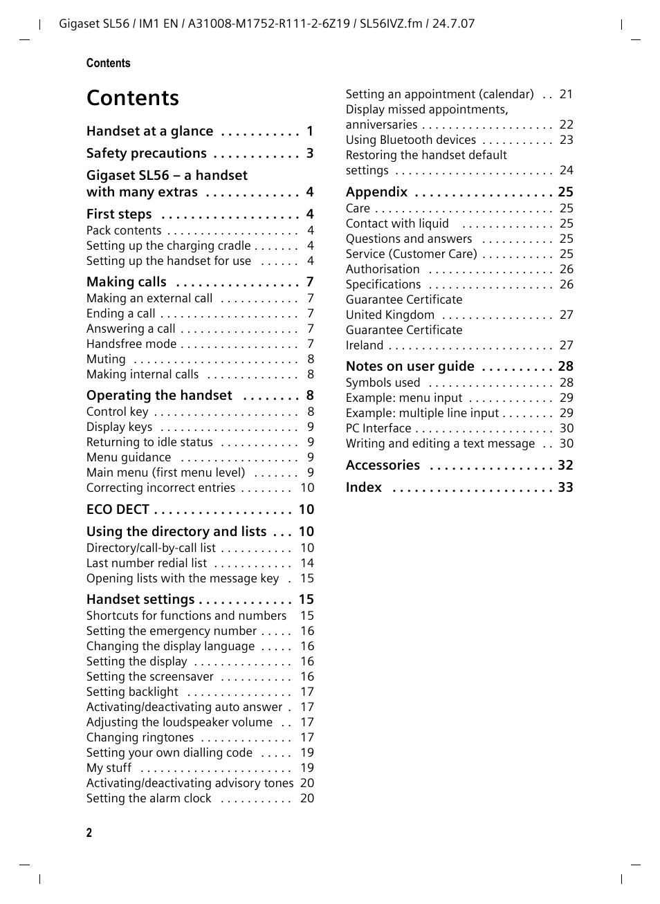 Siemens Gigaset SL56 User Manual | Page 3 / 37