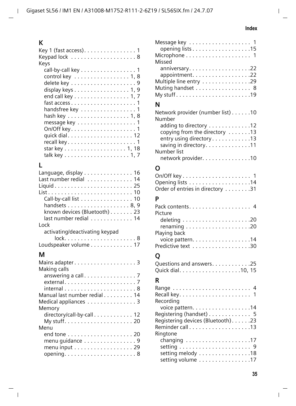 Siemens Gigaset SL56 User Manual | Page 36 / 37