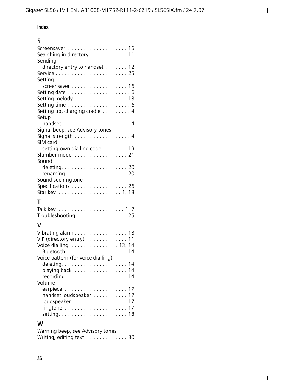 Siemens Gigaset SL56 User Manual | Page 37 / 37