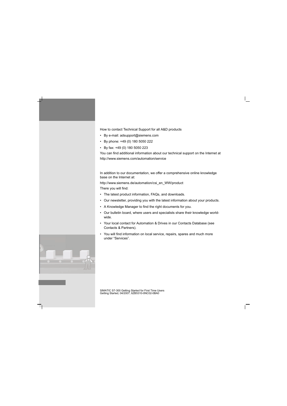 3 simatic technical support | Siemens SIMATIC S7-300 User Manual | Page 66 / 68