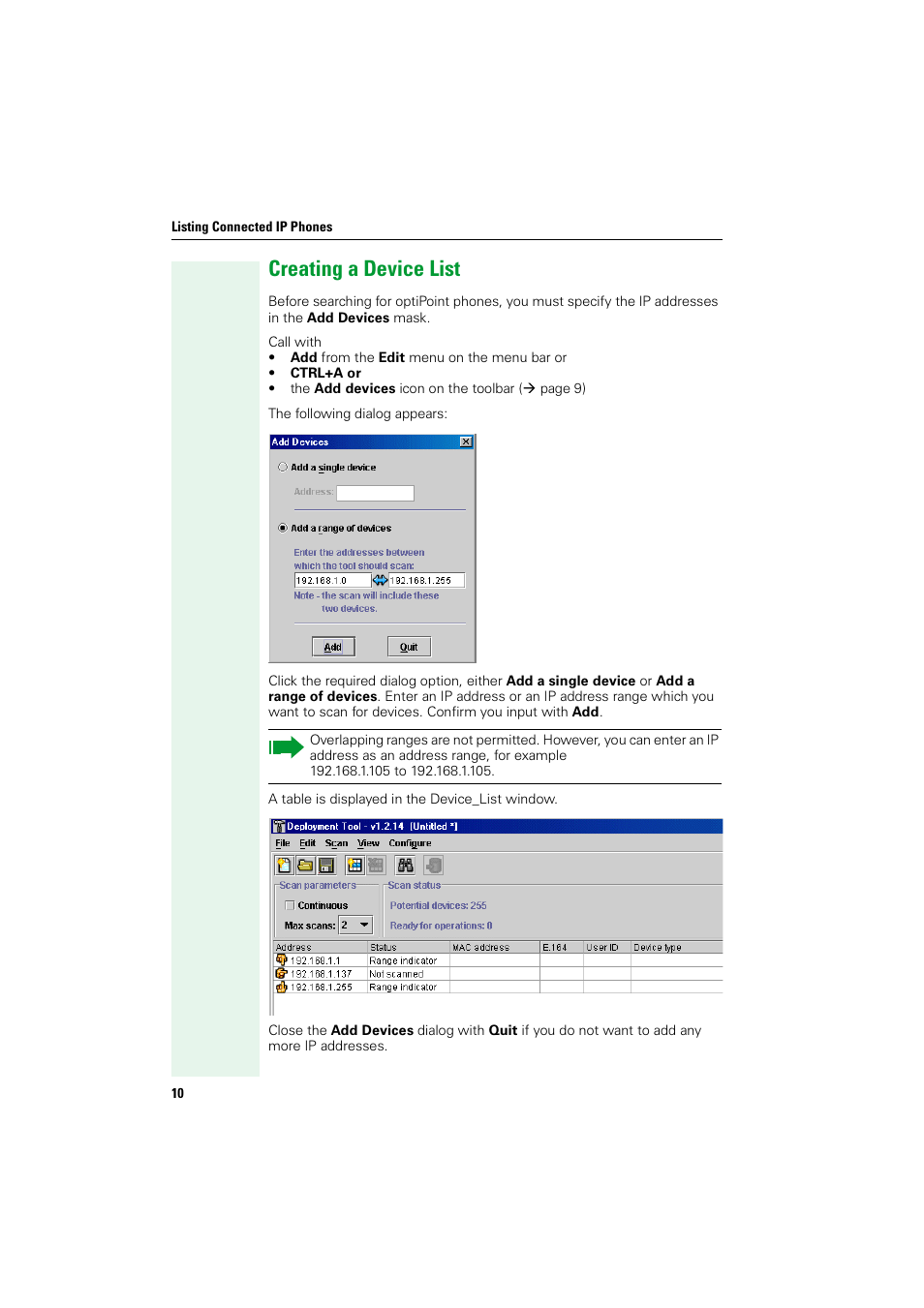 Creating a device list | Siemens HIPATH V1.2.33 User Manual | Page 10 / 92