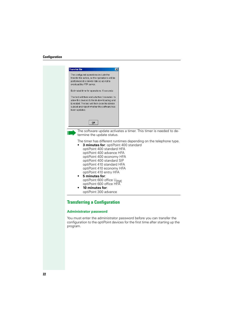 Transferring a configuration | Siemens HIPATH V1.2.33 User Manual | Page 22 / 92