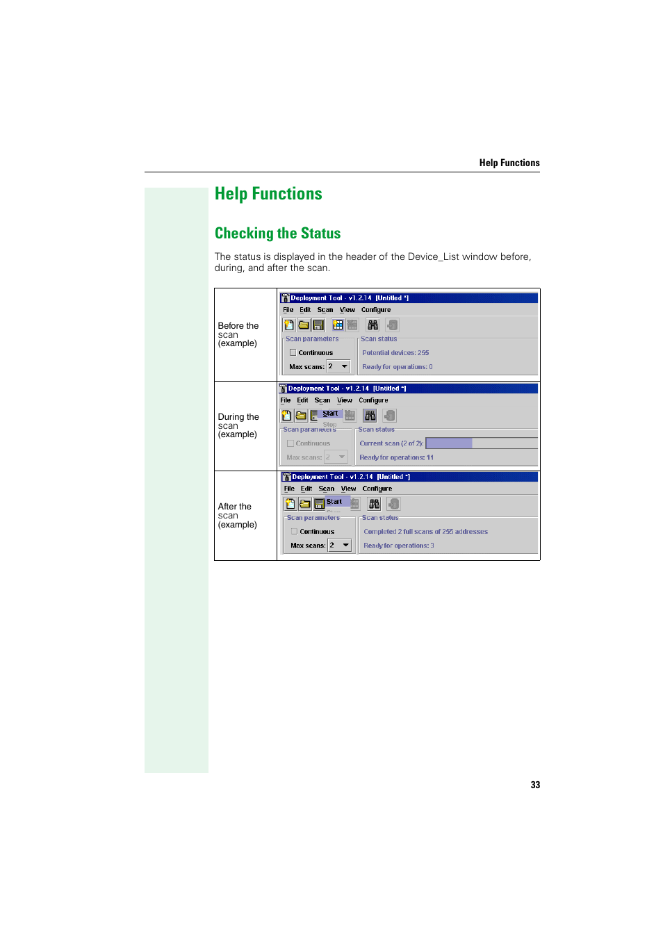 Help functions, Checking the status | Siemens HIPATH V1.2.33 User Manual | Page 33 / 92