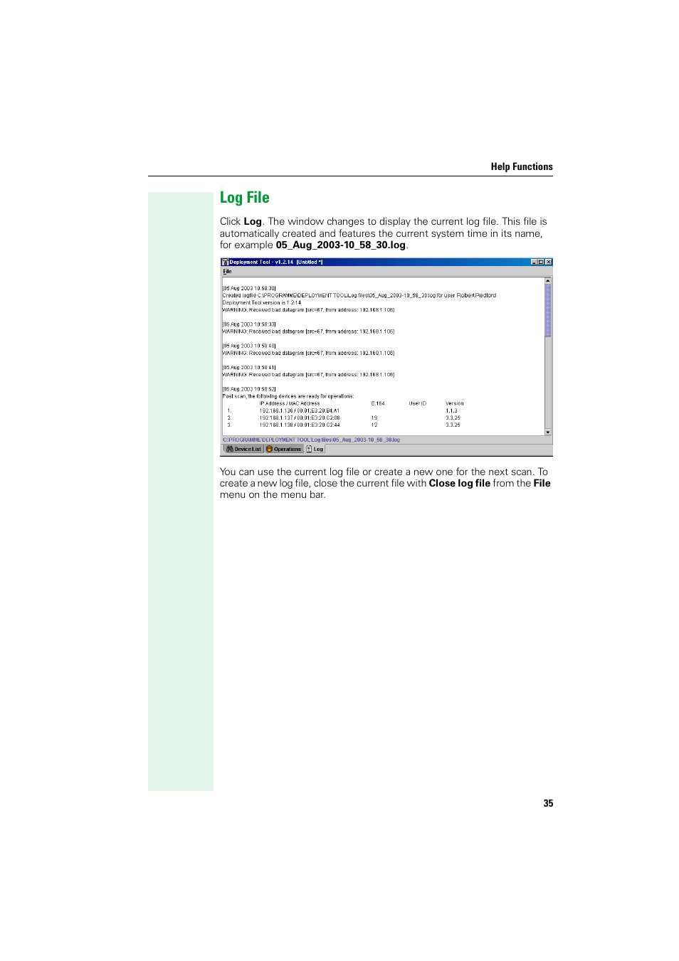 Log file | Siemens HIPATH V1.2.33 User Manual | Page 35 / 92