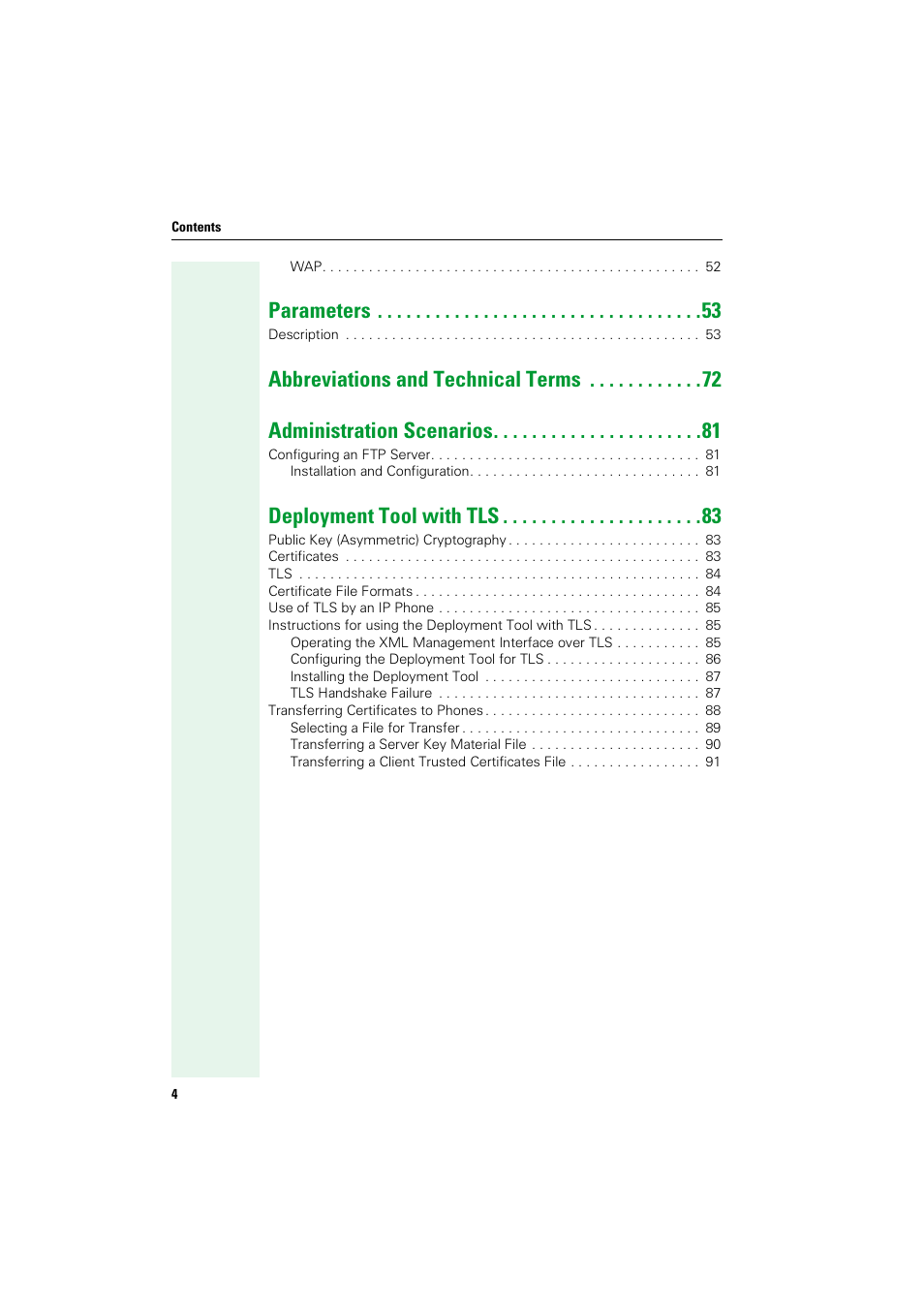 Parameters, Deployment tool with tls | Siemens HIPATH V1.2.33 User Manual | Page 4 / 92