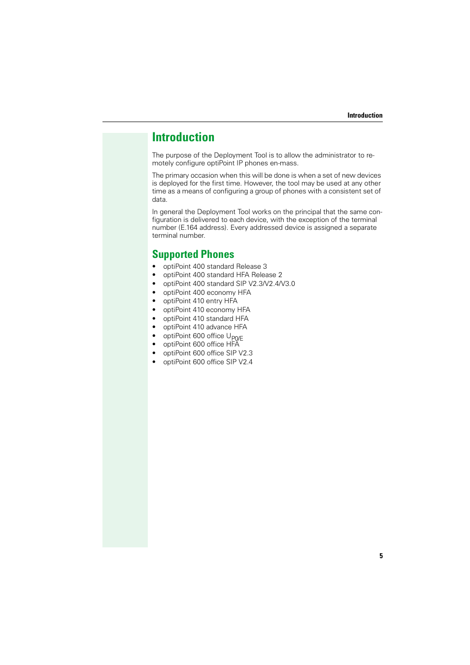 Introduction, Supported phones | Siemens HIPATH V1.2.33 User Manual | Page 5 / 92