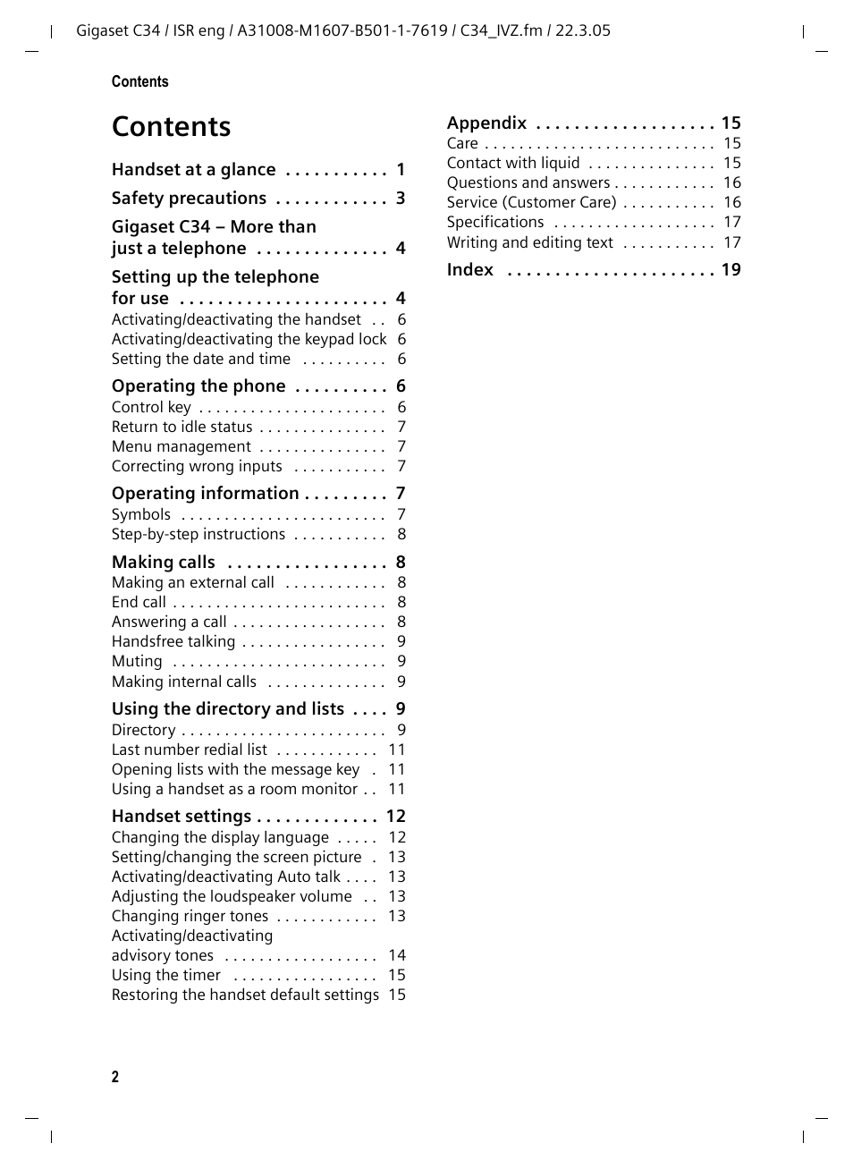 Siemens Gigaset C34 User Manual | Page 3 / 23